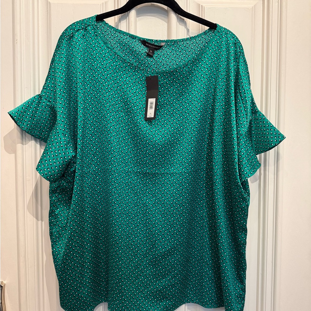 NWT Banana Republic Elegant Green Women's flutter sleeve Top